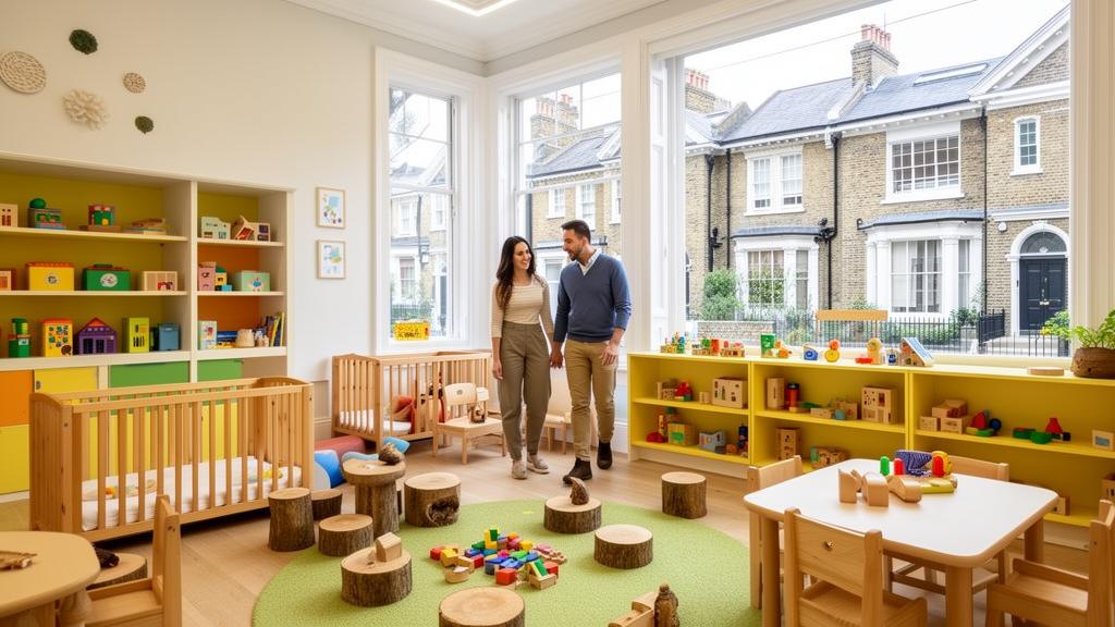 Parents touring a nursery classroom in London