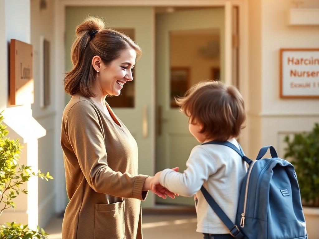 Warm welcome at nursery morning drop-off in Marylebone