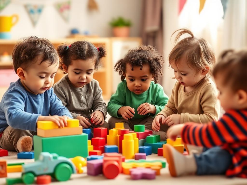 Children engaged in creative play at London nursery